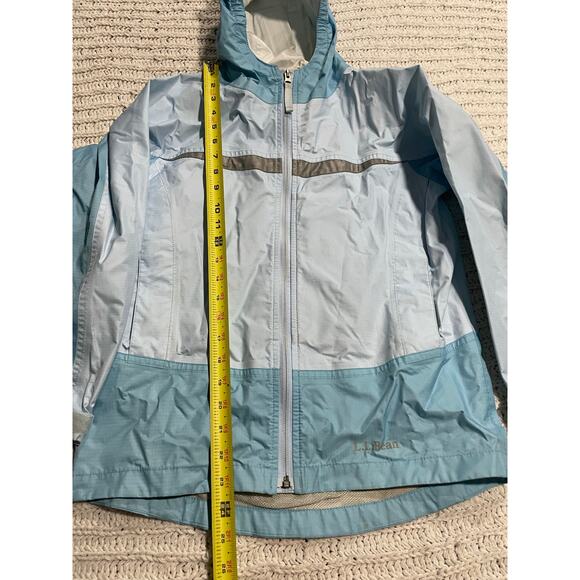 LL Bean Rain Coat Wind Breaker Lightweight Hooded Girls Medium 10-12 Blue 0 BVS1 - Picture 3 of 16
